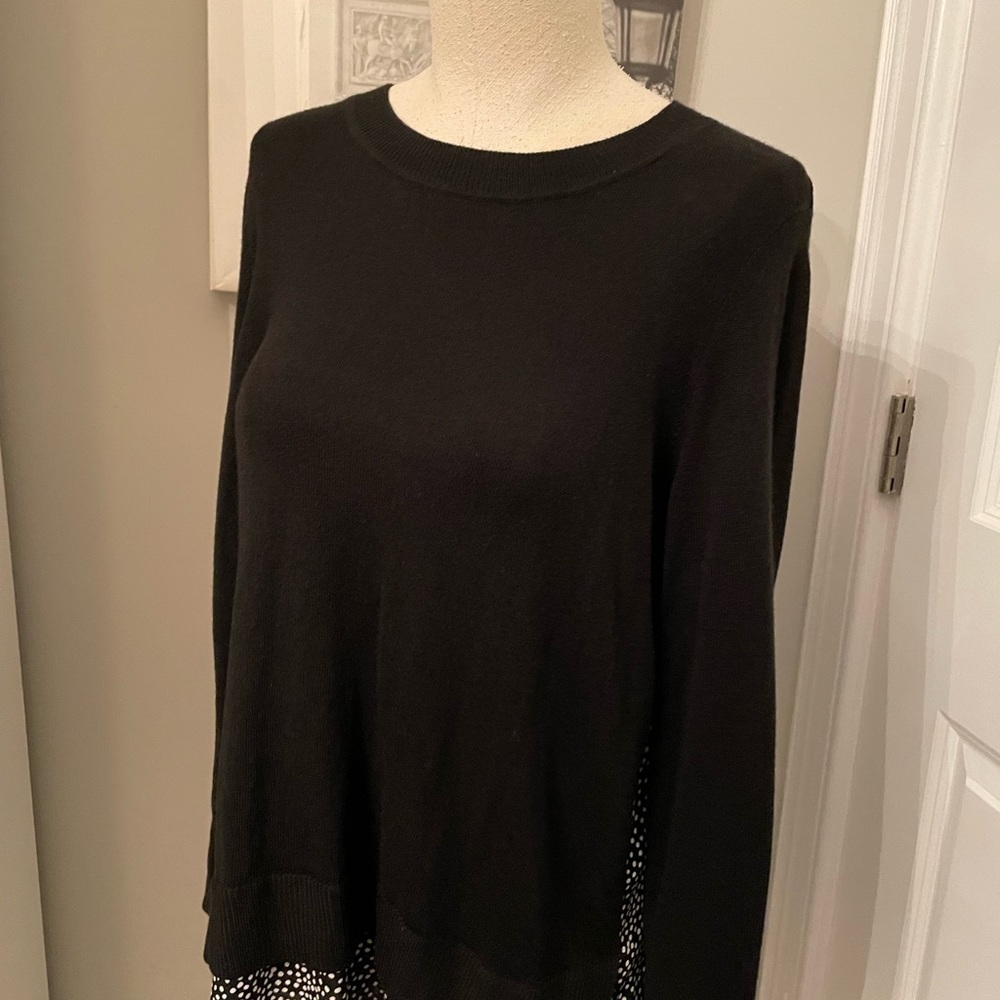 Loft sweater with polka dot blouse medium